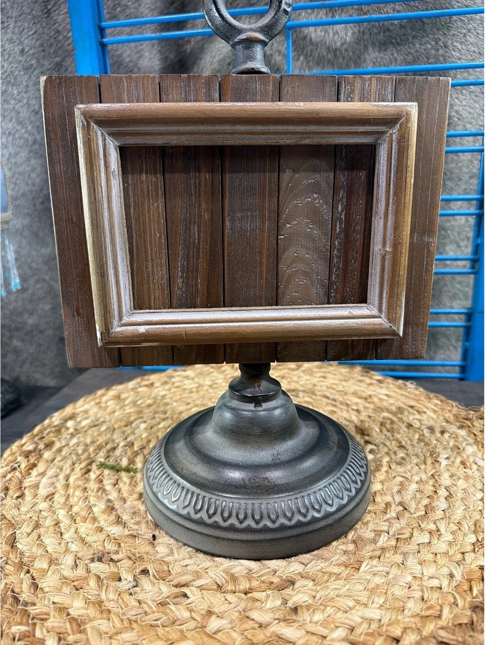 Vintage Rustic Wooden and Metal Tabletop Picture Frame